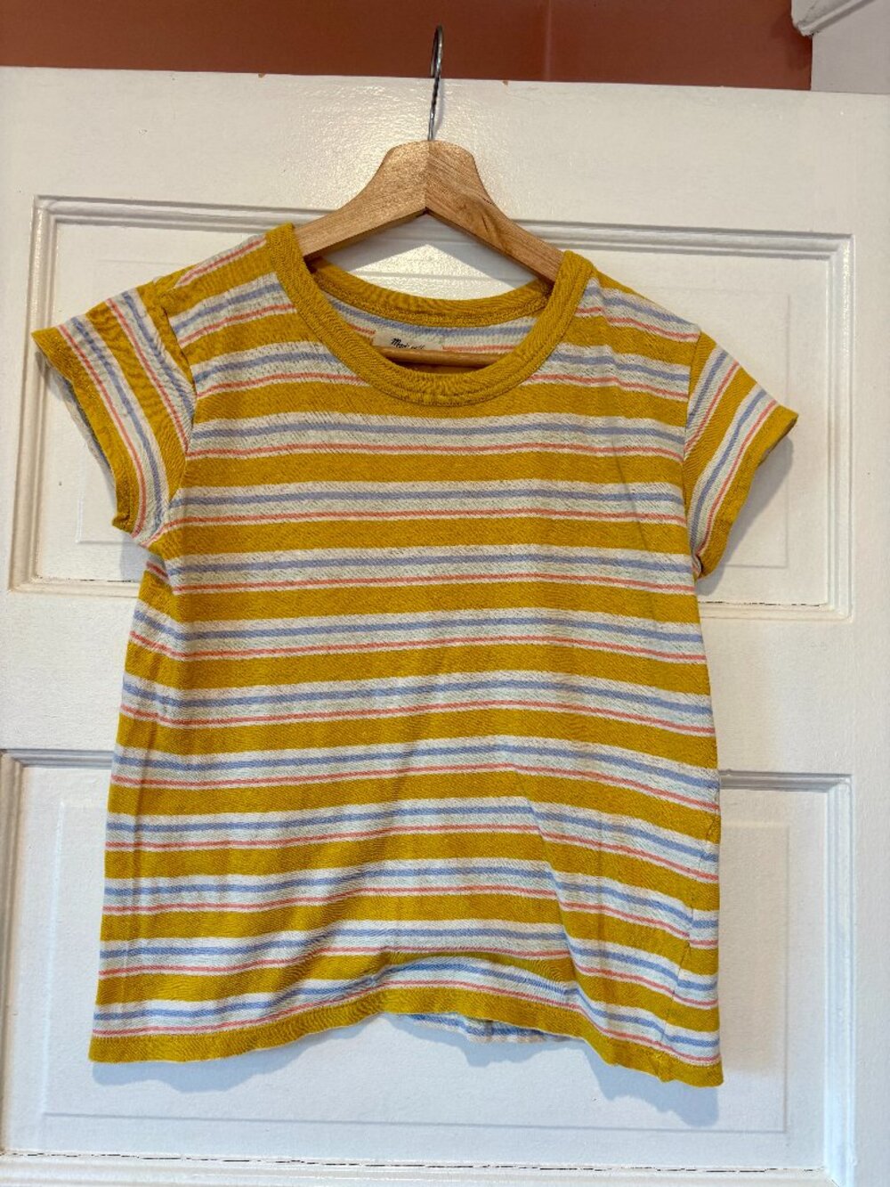 Madewell Whisper Cotton Striped Tee Mustard Yellow